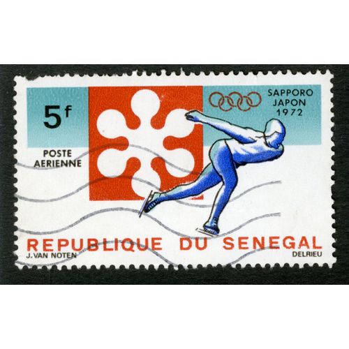 Timbre Oblitéré République Du Sénégal, Sapporo Japon 1972, Poste Aérienne, 5 F