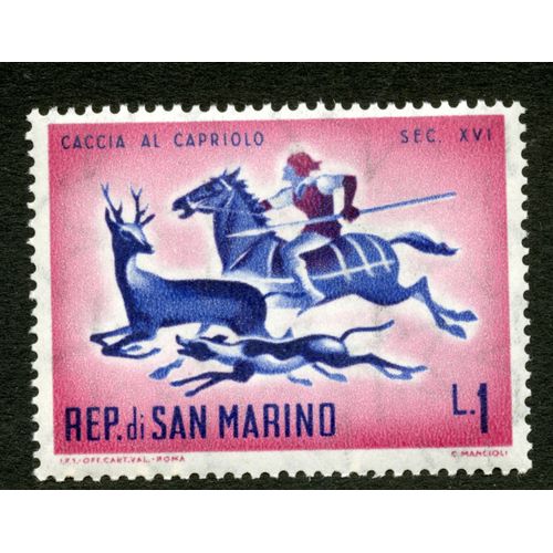 Timbre Rep. Di San Marino, Caccia Al Capriolo, Sec Xvi, L 1