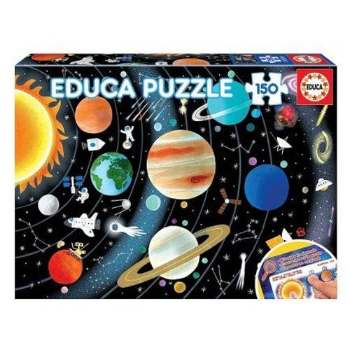 Geo Puzzle Educatif Enfant Systeme Solaire 150 Pieces - Espace, Univers, Planetes, Galaxie - Set Puzzle Et Carte Animaux
