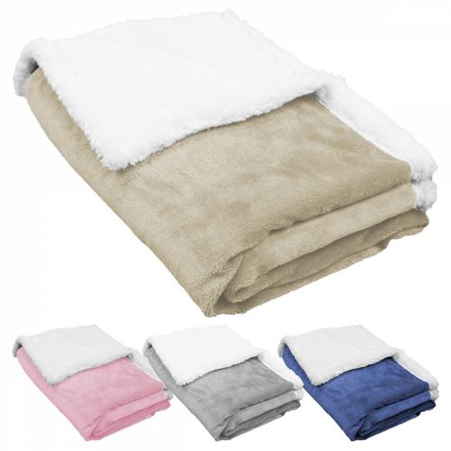 Monsieur Bébé - Couverture, Plaid Polaire Pour Bébé 75 X 100 Cm En Flanelle Et Sherpa Ultra Doux - Beige