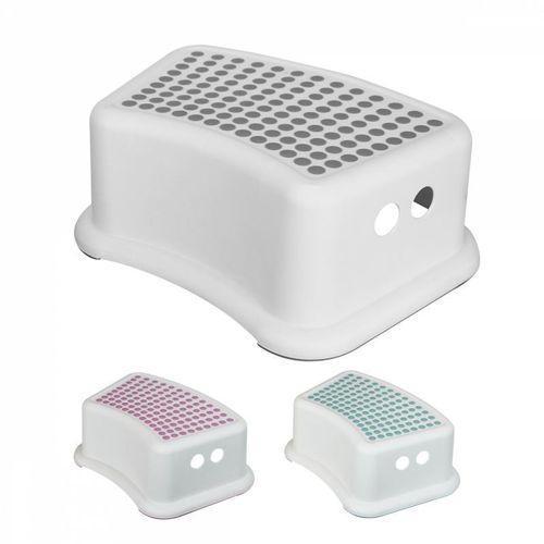 Monsieur Bébé - Marchepied Antidérapant 13 Cm En Plastique - Blanc Et Gris