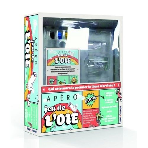 Apéro Jeu De L'oie - Coffret Avec 1 Plateau De Jeu, 4 Verres À Shots, 4 Pions, 2 Dés Et 1 Livre De Recettes