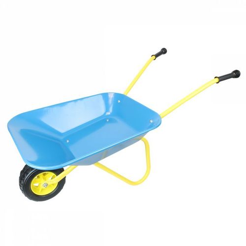 Linxor France ® Brouette pour enfant en métal - Bleu et jaune