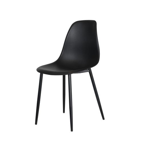 Silaire En Plastique Noir De Chaise Courbe 2x Avec Des Jambes En Métal Noir