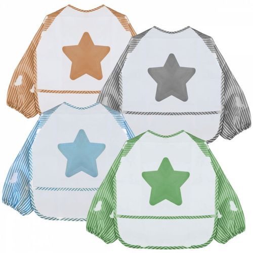 Monsieur Bébé - Lot De 4 Bavoirs Pour Bébé Imperméables - Manches Longues