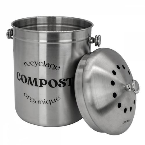 Linxor - Composteur, bac, poubelle à compost de cuisine - 5 L - Inox