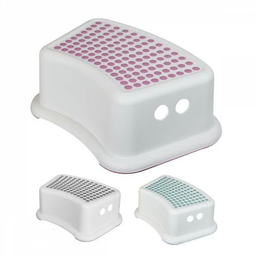 Monsieur Bébé - Lot De 2 Marchepieds Antidérapants 13 Cm En Plastique - Blanc Et Rose
