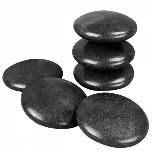 Vivezen - Lot De 6 Pierres Chaudes Pour Massage En Basalte Naturel Poli - Ronde - M