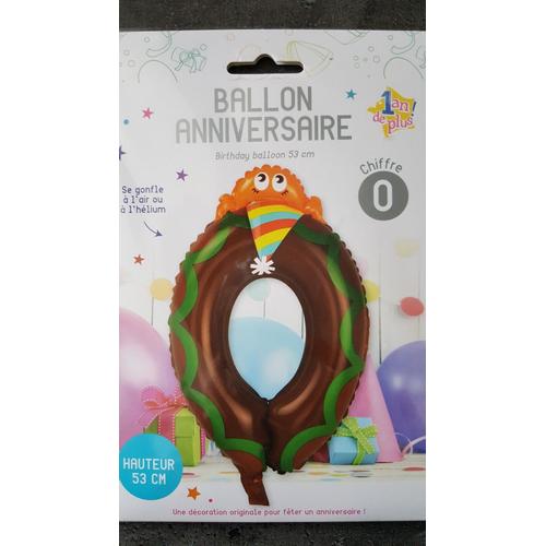 ballon anniversaire 53 cm , ballon chiffre 0 se gonfle à l'air ou hélium ,ballon