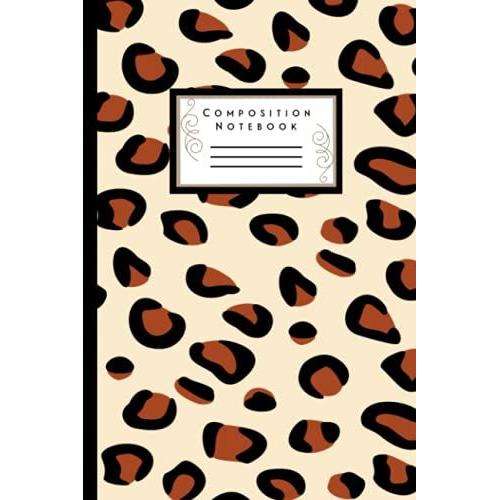 Composition Notebook: Lined Paper Notebook : Leopard White And Brown Pattern Print Design Workbook For Teens Teen Girls Kids Students For School Leisure Time And College Writing Notes