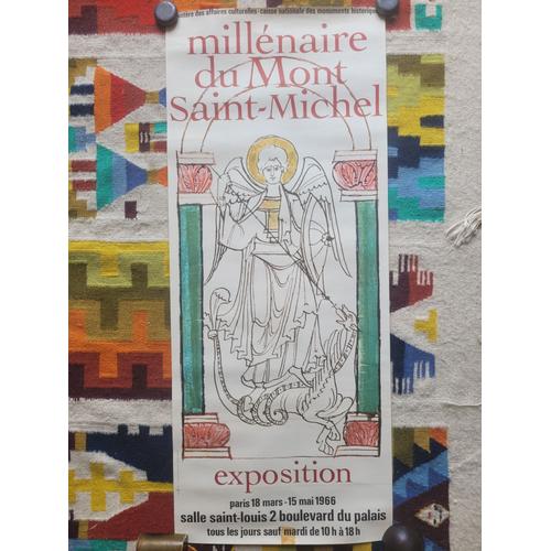 Affiche De L'exposition "Millénaire Du Mont Saint-Michel", À La Salle Saint-Louis, Paris, Du 18 Mars Au 15 Mai 1966. Format : 31 X 75 Cm.