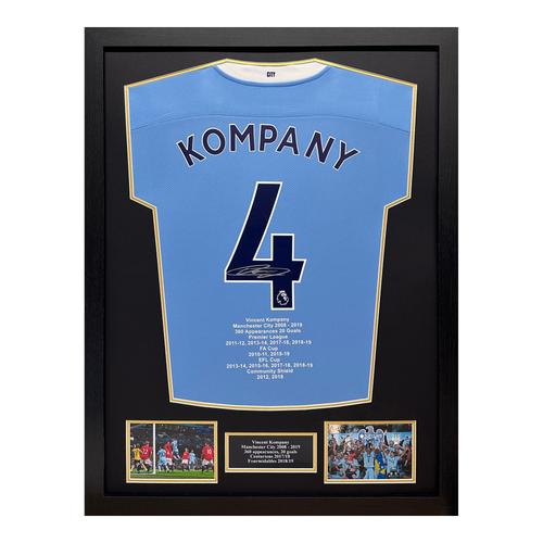 Vincent Kompany Signé Manchester City Career Stat Shirt - Encadré