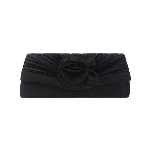 Fashion Color dingbut satin Flowers femme main tenant sac noir