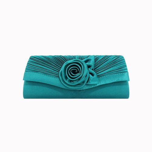 Fashion Color dingbut satin Fleur femme main tenant sac lac bleu