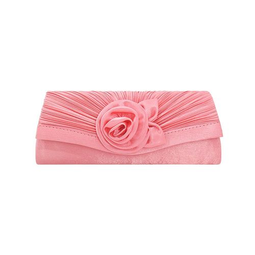 Mode couleur dingbut satin Fleur femme main tenant sac corail rouge