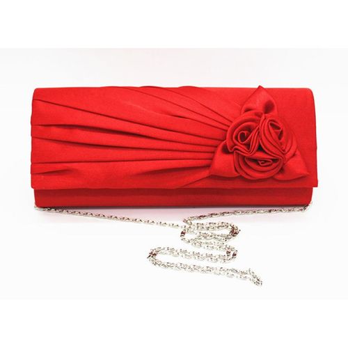 Mariée main tenant sac rose fleur soie banquet Sac rouge