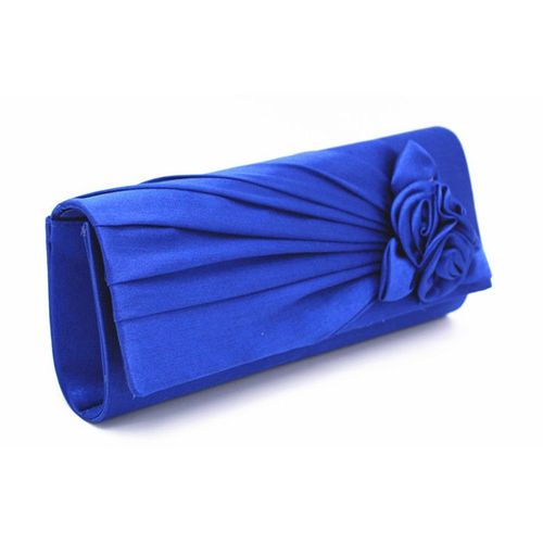 Mariée main tenant sac Rose fleurs soie banquet sac bijoux bleu
