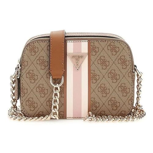 GUESS Sac à épaule bandoulière brun clair beige pour femme - Noelle Crossbody Camera Bag Latte Logo 285142
