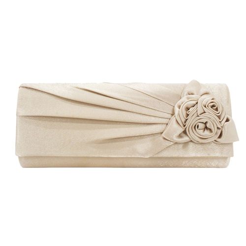 Mariée main tenant sac Rose fleurs soie banquet sac abricot