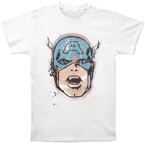 Captain America Big Head Distressed T-Shirt