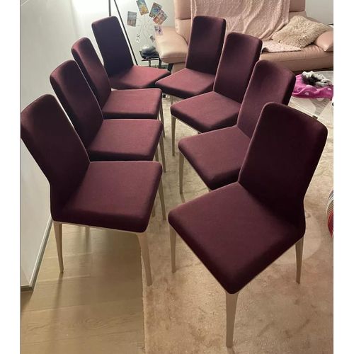 Chaise Roche Bobois Aida En Hetre Et Tissus Bordeaux