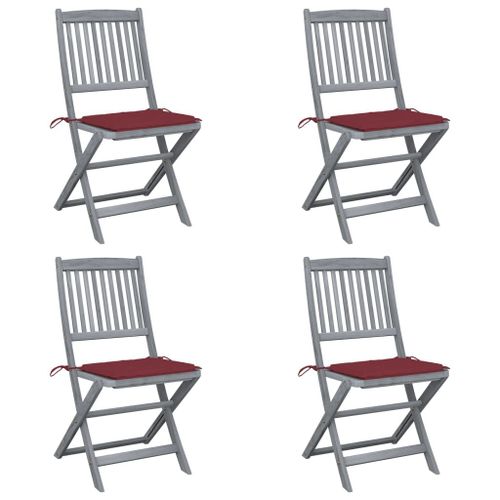 Prolenta Premium - Chaises Pliables D'extérieur 4 Pcs Avec Coussins Bois D'acacia