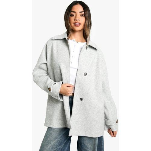 Veste Asymétrique Effet Laine - Gris Perle - 42