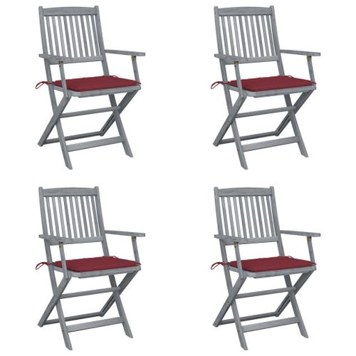 Prolenta Premium - Chaises Pliables D'extérieur 4 Pcs Avec Coussins Bois D'acacia