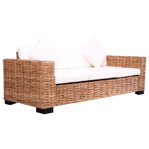 Prolenta Premium - Canapé À 3 Places De Jardin Rotin Naturel