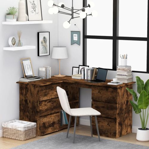 Prolenta Premium - Bureau D'angle Chêne Fumé 145x100x76 Cm Bois D'ingénierie