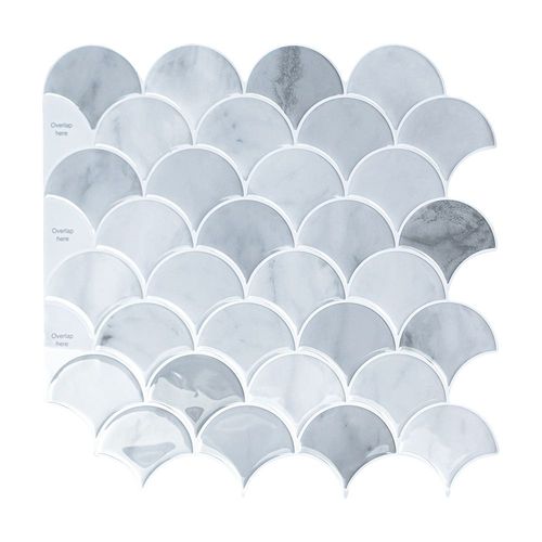 Papier Peint Carrelage Autocollant Modèle de secteur gris 30 x30 cm Style Mosaïque Sticker Mural Film Décoratif Imperméable pour Carreaux de Mur de Salle de Bains et de Cuisine