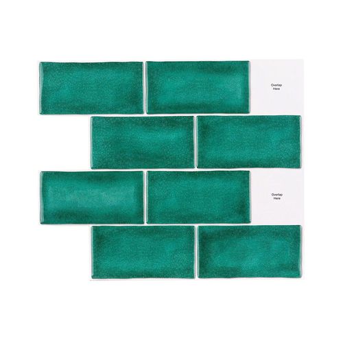 Papier Peint Carrelage Autocollant Vert 30 x 25 cm Style Mosaïque Sticker Mural Film Décoratif Imperméable pour Carreaux de Mur de Salle de Bains et de Cuisine