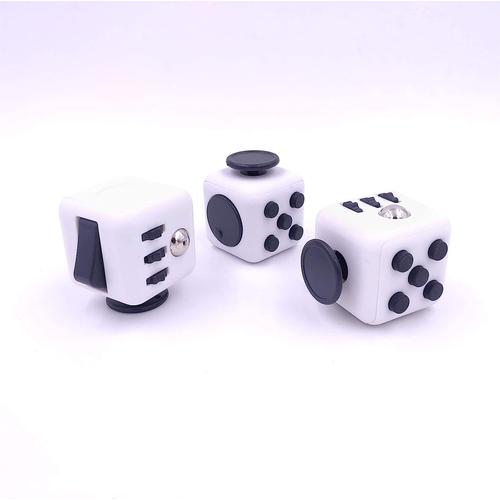 Fidget Cube Anti Stress Enfant Adulte - Fidget Toys Object Anti Stress  Anxiety - Jouet de Décompression avec 6 Modules Apaisants (noir)