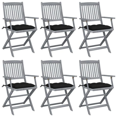 Prolenta Premium - Chaises Pliables D'extérieur 6 Pcs Avec Coussins Bois D'acacia