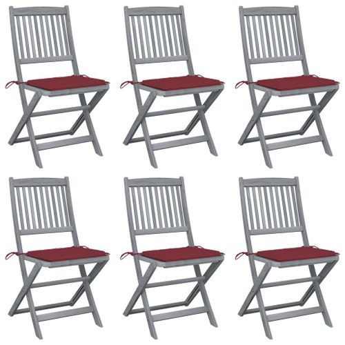 Prolenta Premium - Chaises Pliables D'extérieur 6 Pcs Avec Coussins Bois D'acacia
