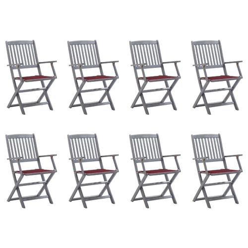 Prolenta Premium - Chaises Pliables D'extérieur 8 Pcs Avec Coussins Bois D'acacia