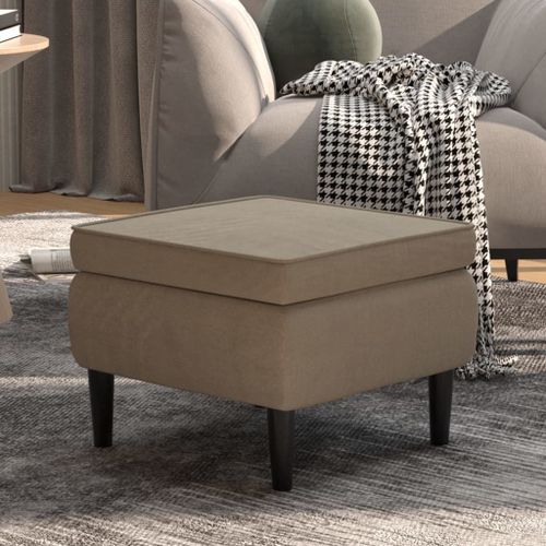 Prolenta Premium - Tabouret Avec Pieds En Bois Gris Clair Velours