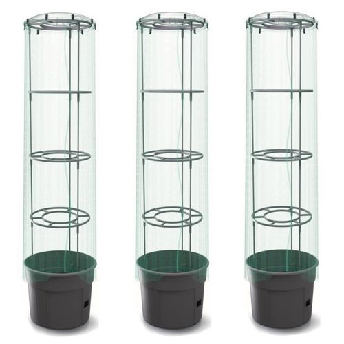 Lot De 3 Jardinières 28 L Planteur Pot À Tomates Avec Film De Protection Ldpe Et Couvercle Cache-Pot À Cultivation De Légumes