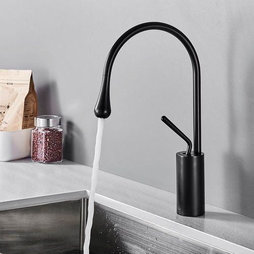 Mitigeur Robinet de Lavabo 360°Rotatif Robinet Bec Haut Forme élégante en goutte d'eau Robinetterie Mitigeur Salle de bain
