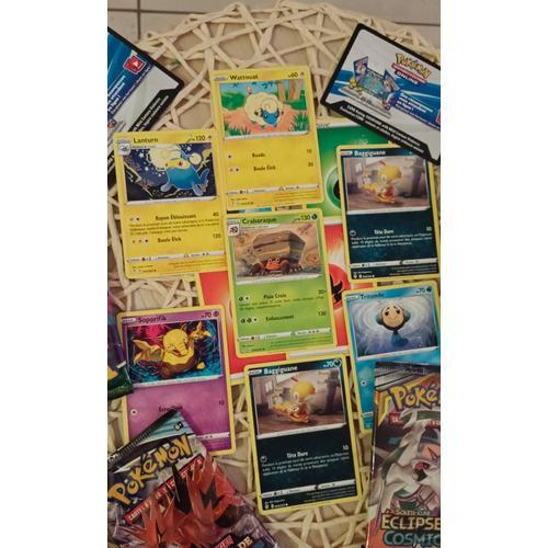 Lot De 10 Cartes Pokémon Dont Crabaraque, Lanturn, Baggiguane, Énergies...