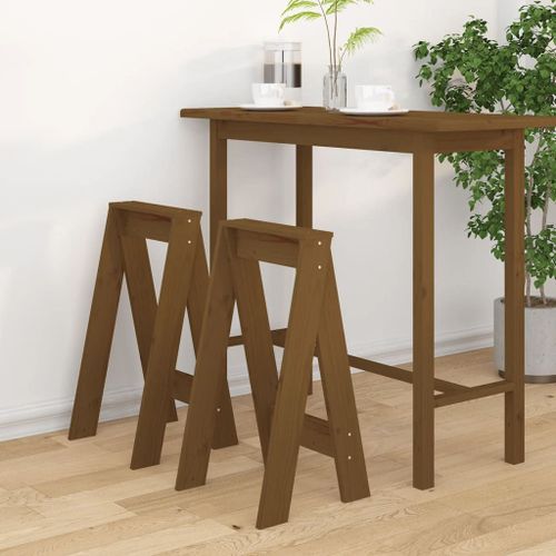 Prolenta Premium - Tabourets Lot De 2 Marron Miel 40x40x75 Cm Bois Massif De Pin