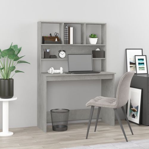 Prolenta Premium - Bureau Avec Étagères Gris Béton 102x45x148 Cm Bois D'ingénierie