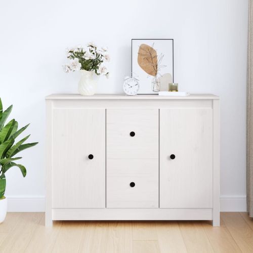 Prolenta Premium - Buffet Blanc 100x35x74 Cm Bois Massif De Pin