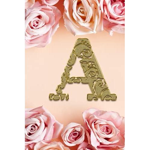 A: Letter A Notebook Pretty Blush Pink Notebook For Girls Daily Women With Book Flowers