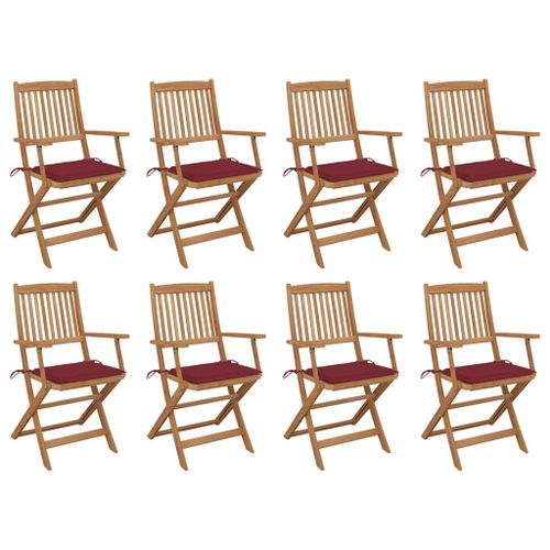 Prolenta Premium - Chaises Pliables D'extérieur Avec Coussins 8 Pcs Bois D'acacia