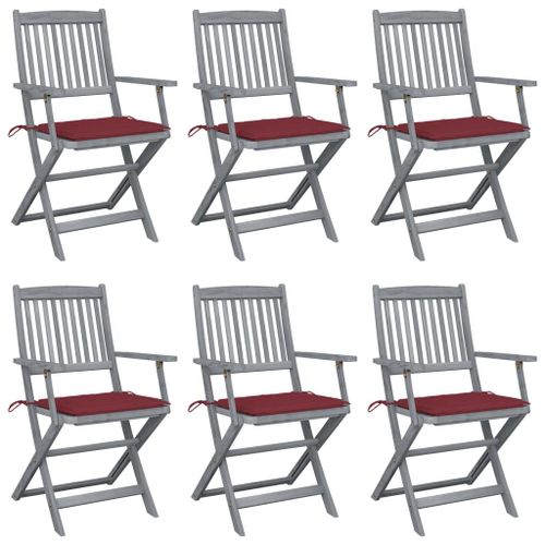 Prolenta Premium - Chaises Pliables D'extérieur 6 Pcs Avec Coussins Bois D'acacia