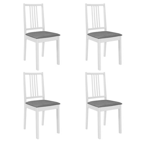 Prolenta Premium - Chaises À Manger Avec Coussins Lot De 4 Blanc Bois Solide