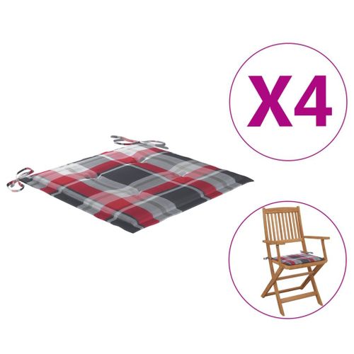 Prolenta Premium - Coussins De Chaise De Jardin 4 Pcs Carreaux Rouges 40x40x3 Cm