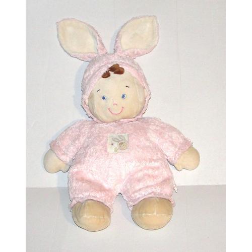 Doudou Peluche Poupée Petite Fille Deguisé En Lapin Rose Doudou Grand Modèle Nicotoy 38cm