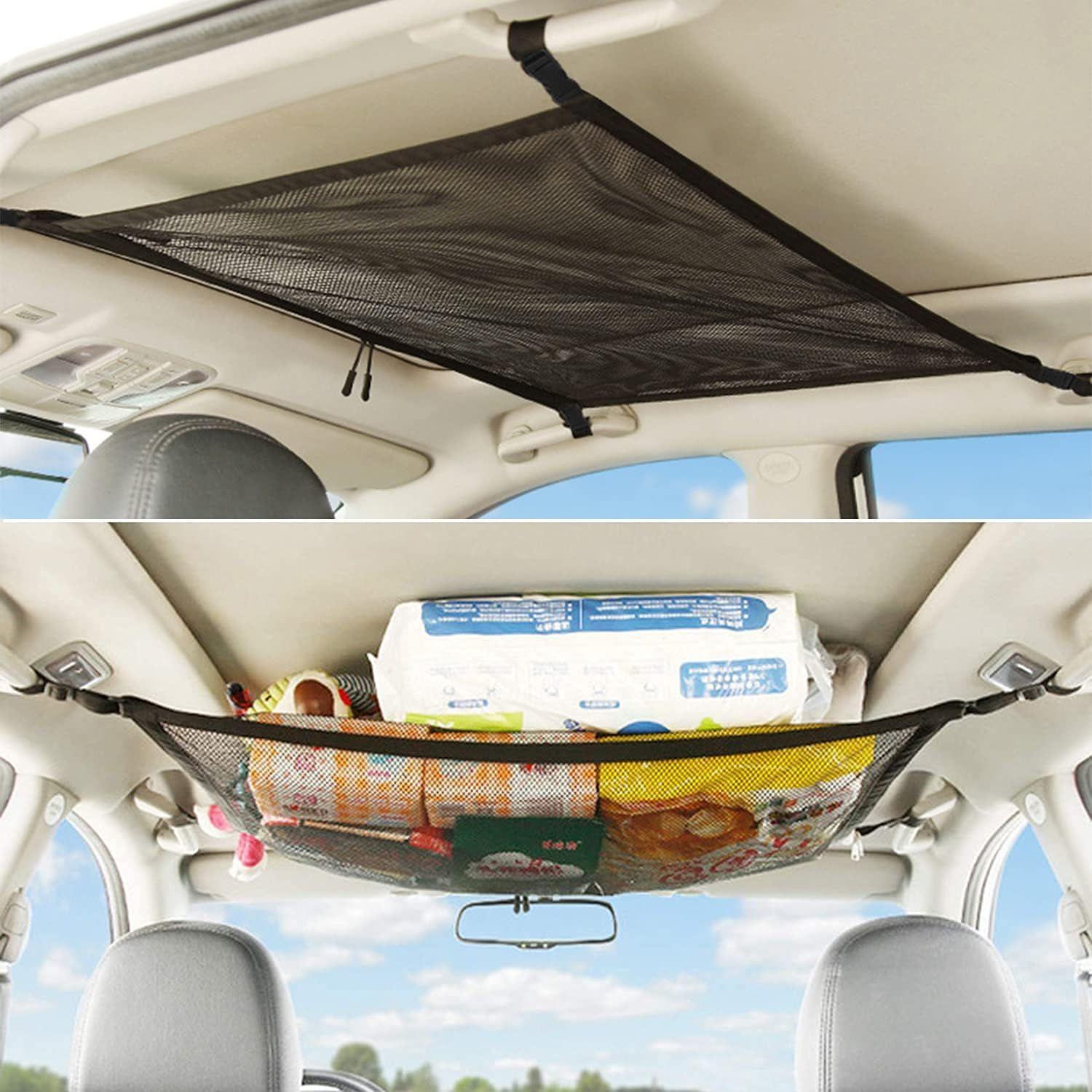 Stockage de plafond de filet de voiture  Poche de filet de rangement de  plafond de voiture, poche de filet de rangement de plafond de voiture, sac  de toit de voiture, sac